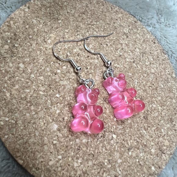 Pink Gummy Bear Dangle Earrings - Picture 3 of 3